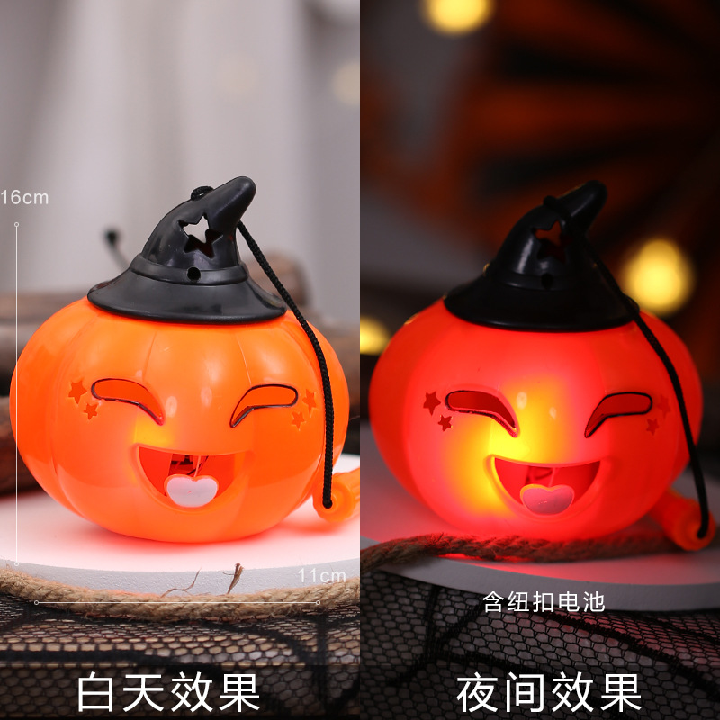 Linterna de Calabaza de Halloween, Decoraciones Brillantes de Halloween, Accesorios, Adornos, Cubo de Calabaza para Niños, Decoración para Fiestas