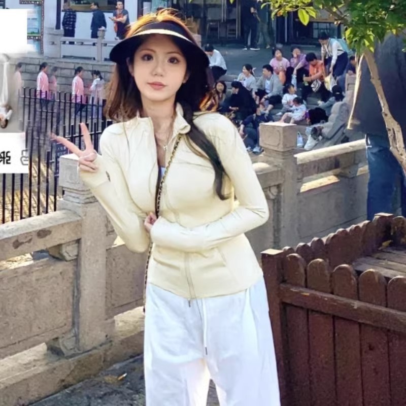 女性のためのスタンドアップカラースリム日焼け防止服 2025 新しい抗 UV ヨガ服夏薄いアイスシルククールジャケット女性のための|undefined