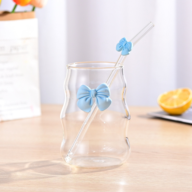 Taza en espiral Taza de bebida fría regordeta Taza de té con leche Taza de nube Taza de vidrio de café con pajita Taza de jugo de borosilicato alto