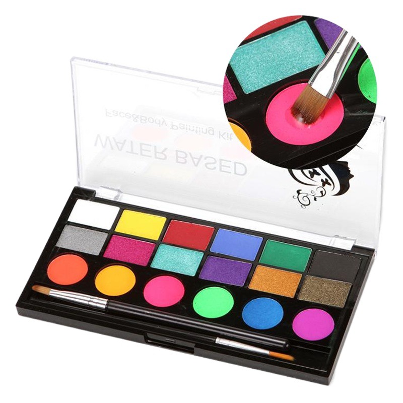 Suministros de maquillaje de Halloween de 18 colores pintura corporal pintura Cara color maquillaje niños Cara color drama a base de agua