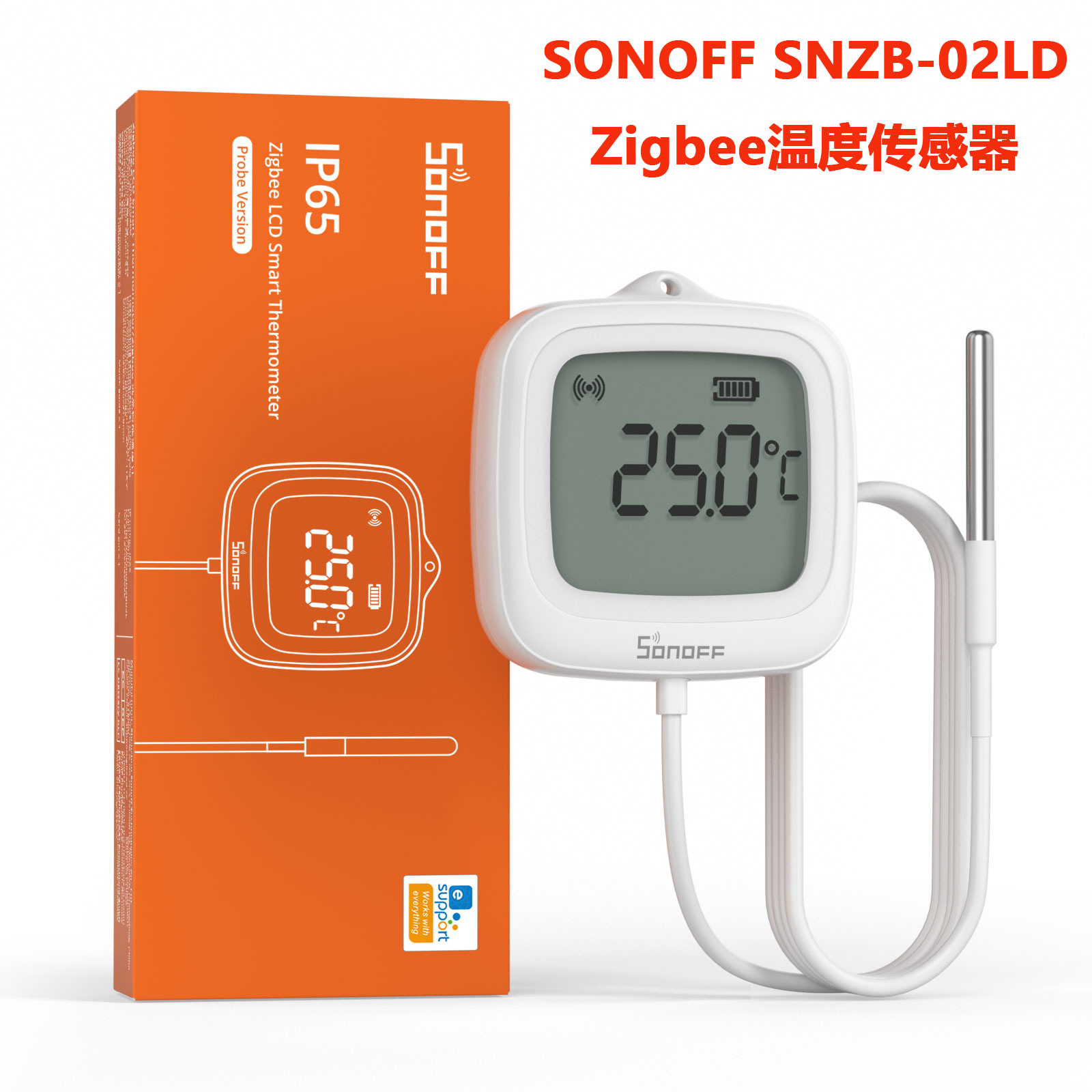 SONOFF SNZB-02LD Zigbee温度传感器 （带线带屏）智能家居传感器