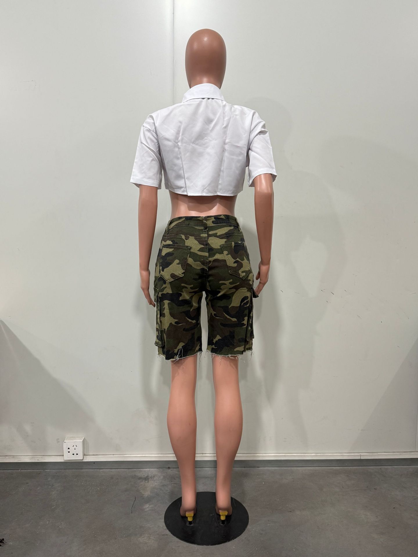 Spring/Summer Women's Clothing Ripped Straw Wash Work Pocket Jeans New Style Hot Item_ecoleips.com