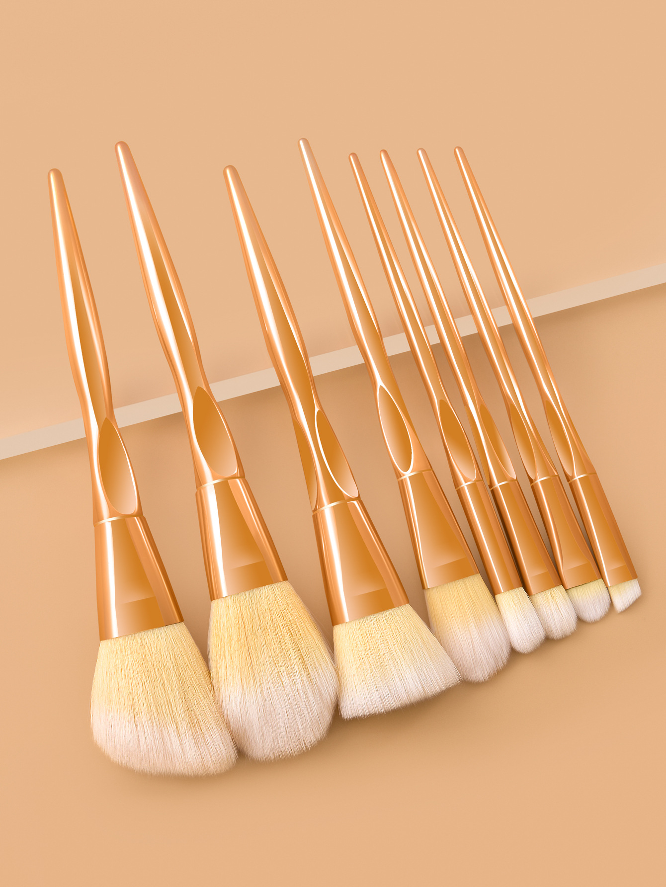 8 neue braune konkave Griff Design neue Make-up Pinsel Set_voghion.com