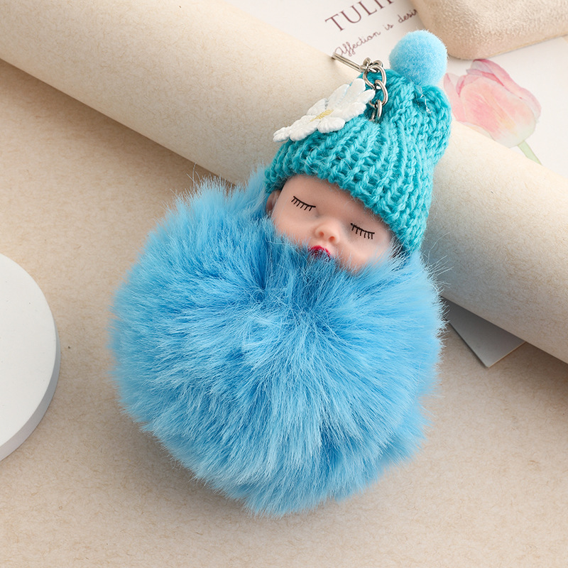 Amor dorado muñeca de sueño imitación de conejo bola de pelo colgante lindas bolsas escolares colgantes para niñas joyas de peluche llaveros