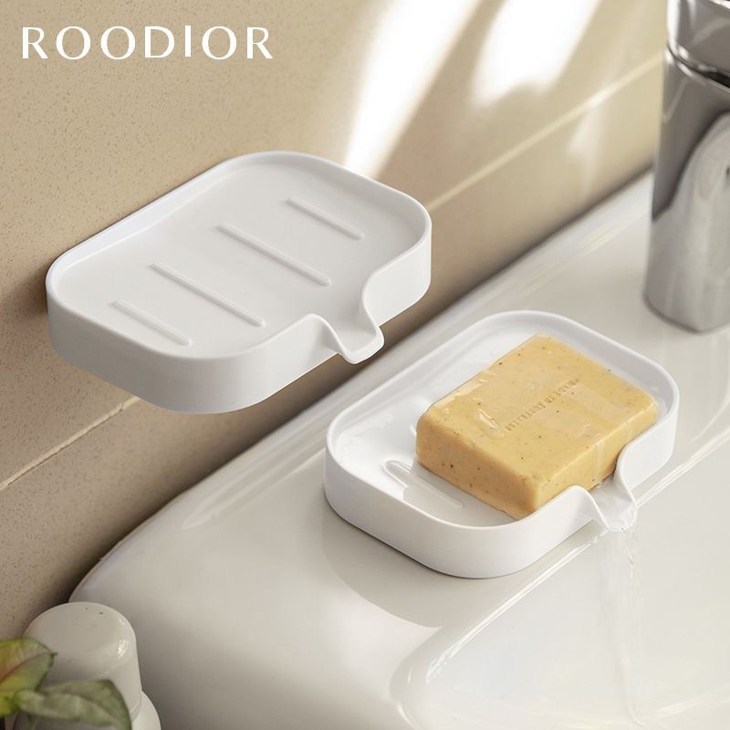 Soap box soap storage rack wall-mounted no-punch creative drain rack no water accumulation diversion drainage table wall dual-purpose