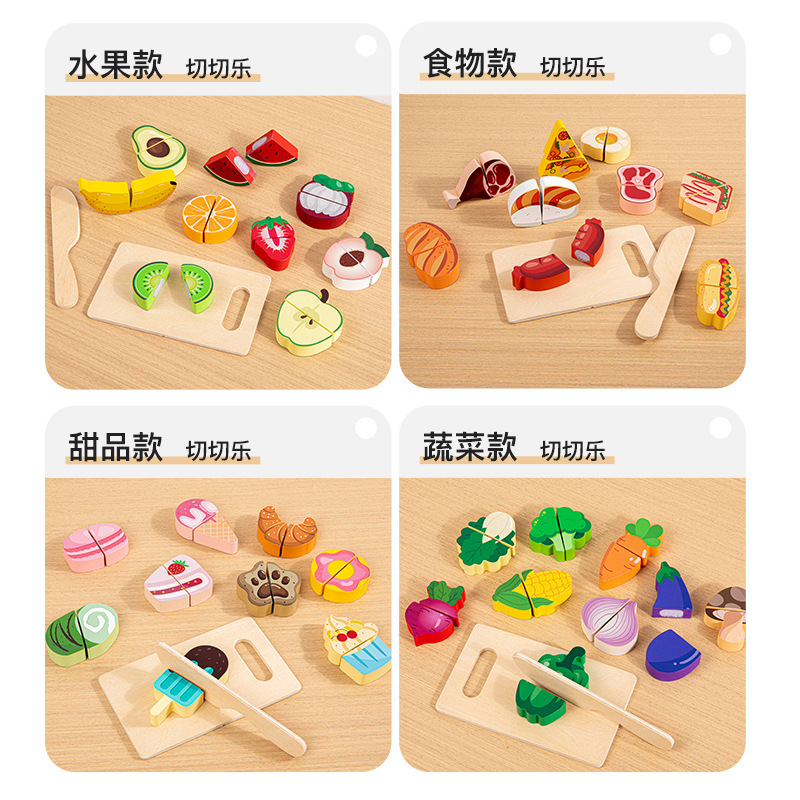 Chechele Fruit Juguetes para niños Cocina de madera Puzzle para bebés Educación temprana Juegos de casas Corte de verduras Simulación de madera