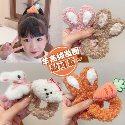 Cat ear hairband headband for girls cute rabbit headband autumn and winter baby plush rubber band children cartoon hairband