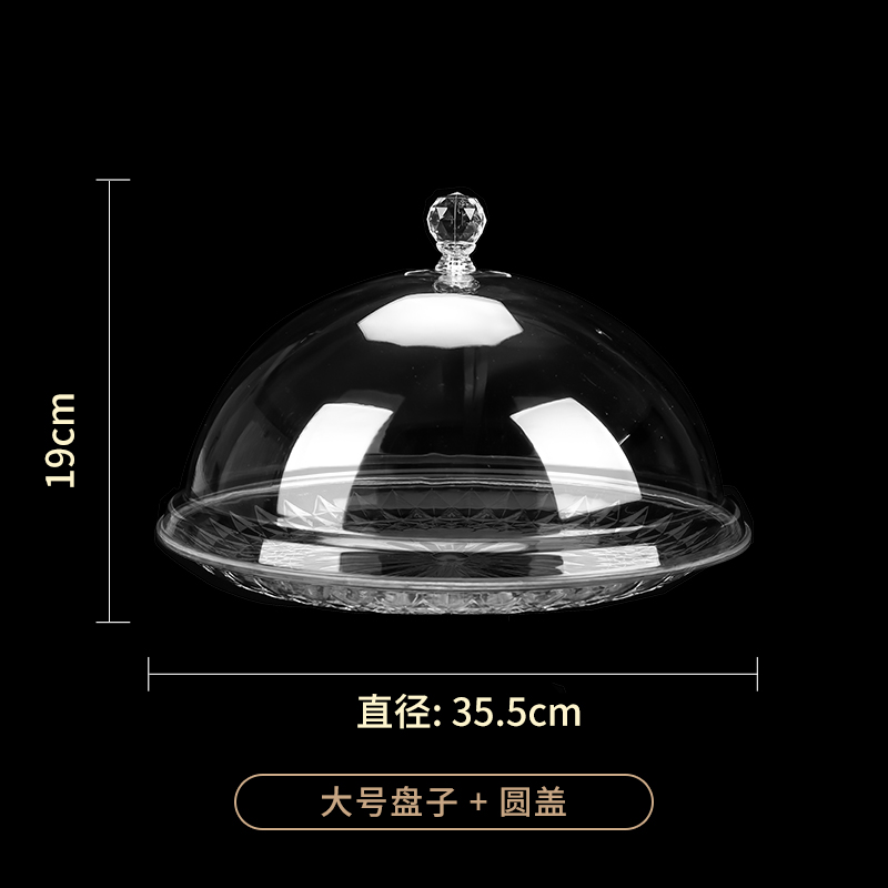 Plato de frutas con cubierta plástico acrílico transparente cubierta de polvo de alimentos redondeados snack mostrando plato de frutas secas lleno