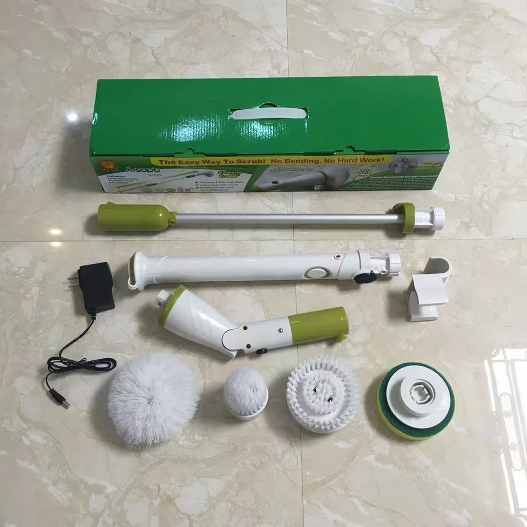 Cross-border Electric Scrubber Wireless Electric Cleaning Brush with Long Handle, Handheld Cleaning Brush, No Bending Required