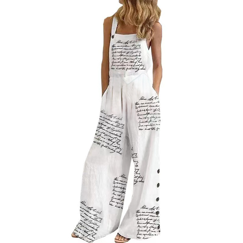 Women's Daily Casual Letter Color Block Leaves Full Length Printing Jumpsuits display picture 3