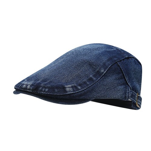 Fashionable hats for men, plain simple peaked caps, washed denim berets, women's retro breathable denim forward hats