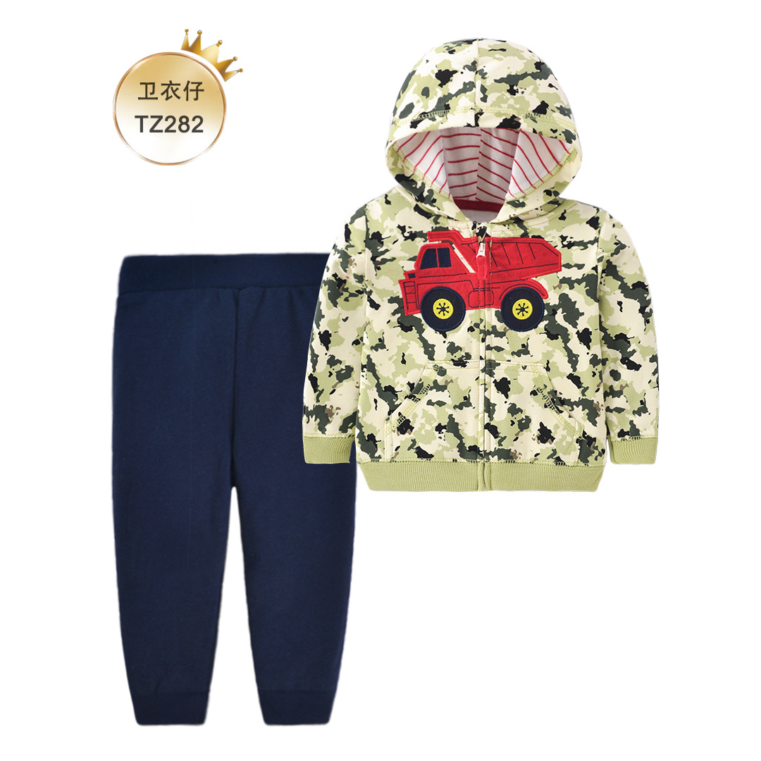 Comercio exterior europeo y americano ropa para niños primavera y otoño material de suéter de dos piezas para niños suéter con capucha ropa para bebés ropa para niños al por mayor