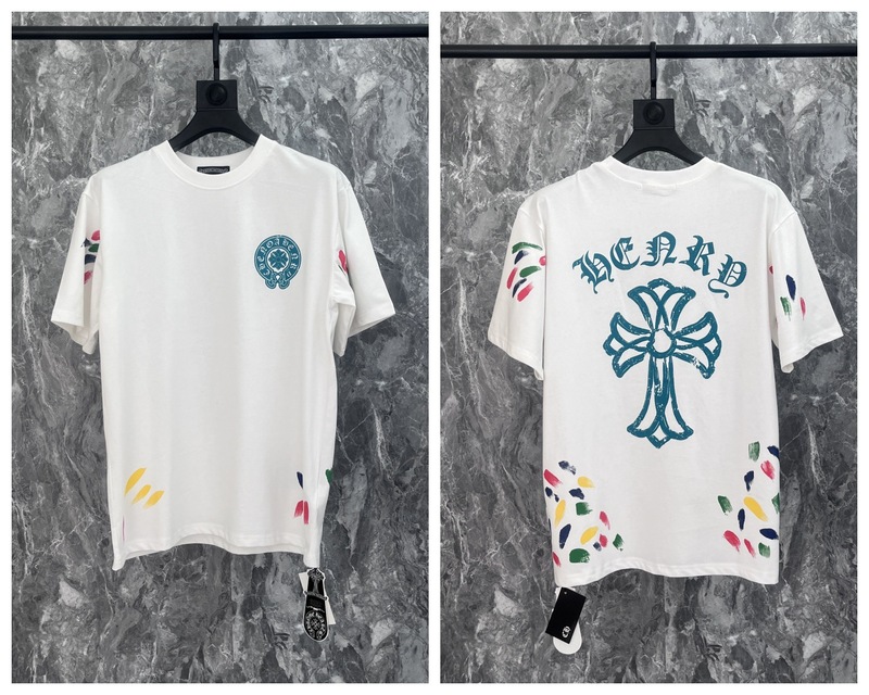 24クロスボーダートレンディブランドCh Crow*Horseshoe SanskritラウンドネックTシャツ半袖万能男女Tシャツスポット卸売|undefined