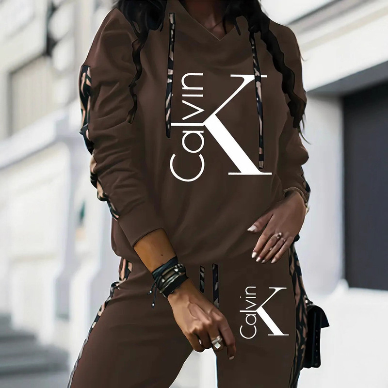 European and American Export Wish Women's Clothing Amazon Best-Selling Fashion Casual Two-Piece Sportswear 0051 Printing