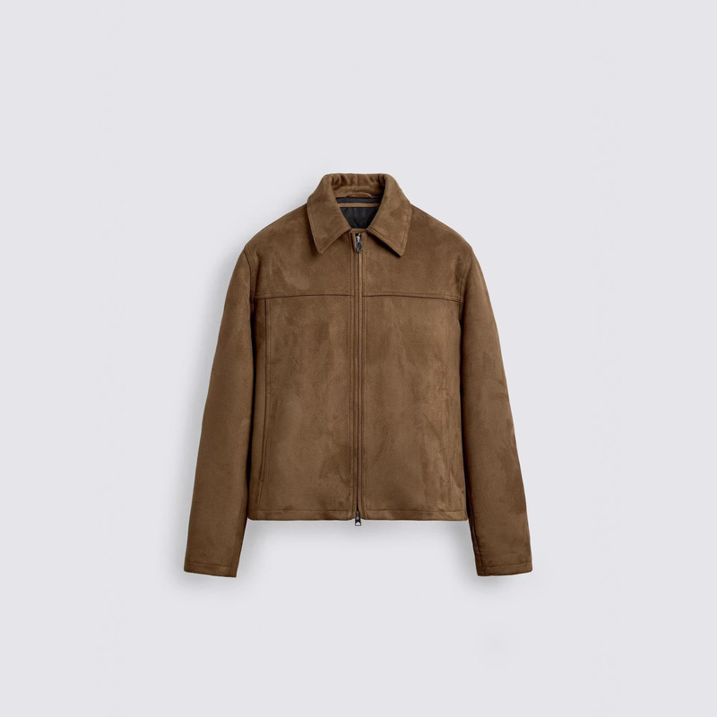 Men's Short Jacket with a Suede Texture Effect Men's Short Jacket with a Suede Texture Effect