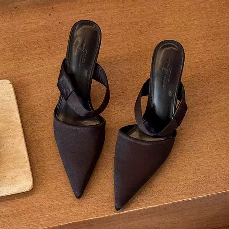 2025 весна новая pointed toe slim heels high heels выглядят стройно французская мода sexy красота женские туфли