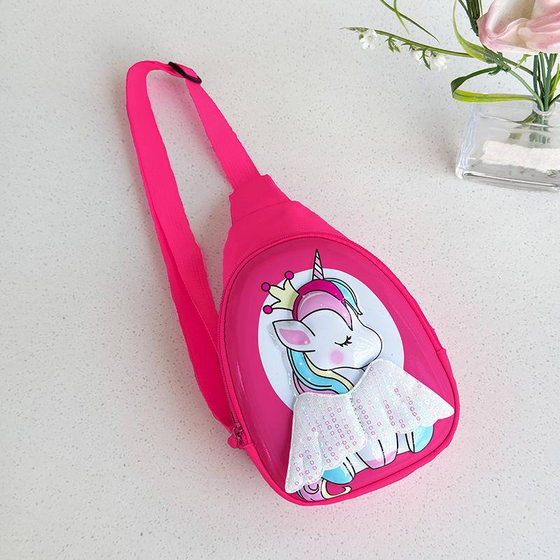 Cute y divertido bolso de pecho para niños y niñas de dibujos animados lindo caballo bolso de mensajero de bebé con cáscara de huevo ligero nuevo bolso de cambio para niños