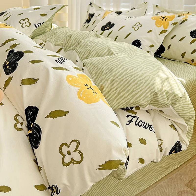 100 algodón cuatro piezas cubierta de cama 2025 nuevo dormitorio de estudiantes sábanas de tres piezas cubierta de cama
