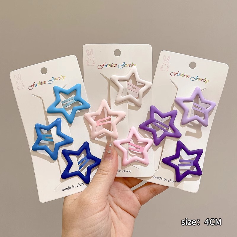 彩色星星边夹女y2k可爱发卡多巴胺bb夹侧边碎发夹子刘海头饰|undefined