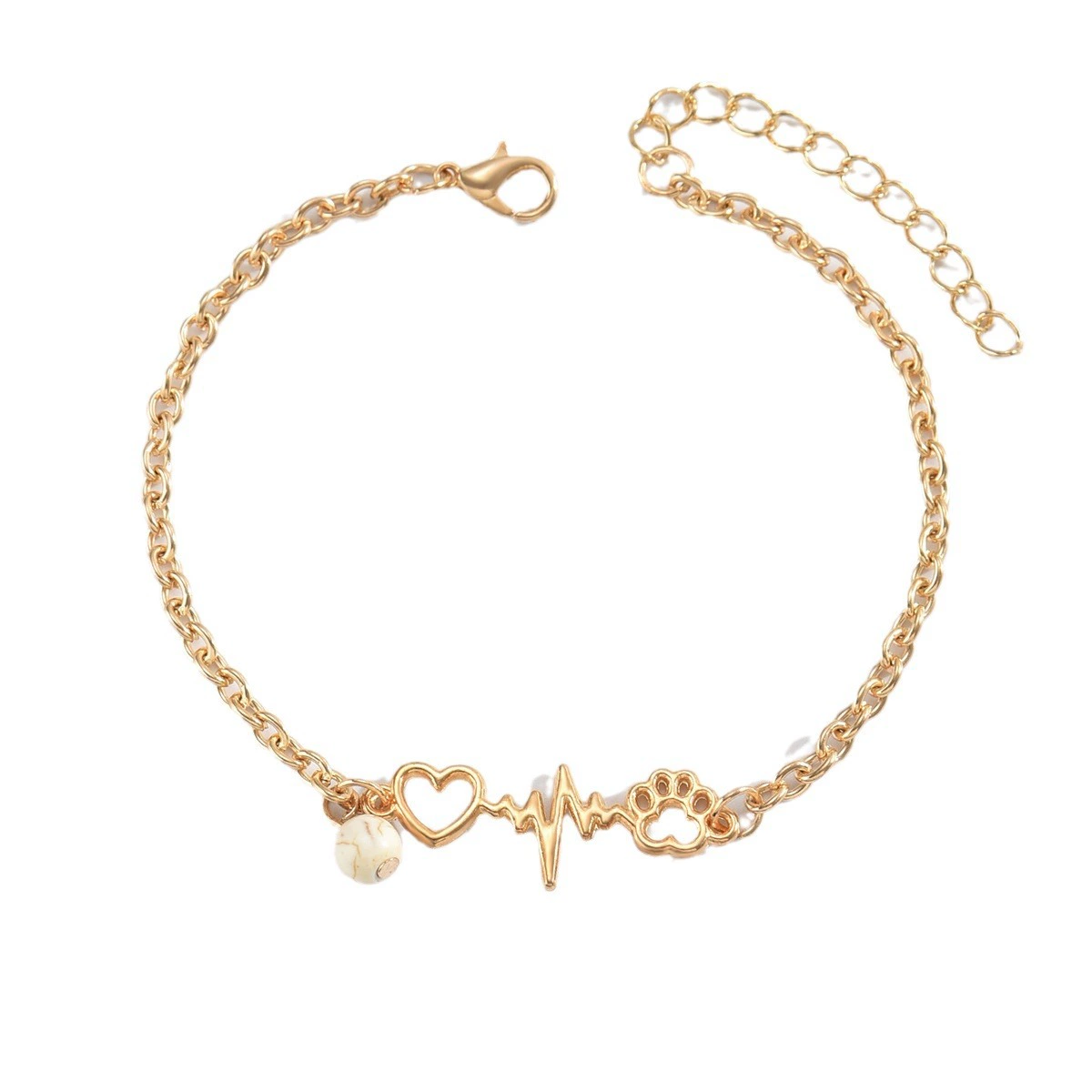 Модный ретро бирюзовый anklet браслет, универсальная пляжная цепь, европейский стиль, простой и элегантный дизайн