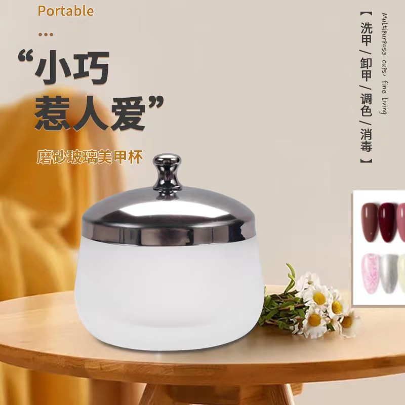 Nuevo estilo transfronterizo taza de cristal de uñas taza de limpieza vidrio esmerilado taza de lápices herramienta de uñas taza de grabado líquido de cristal