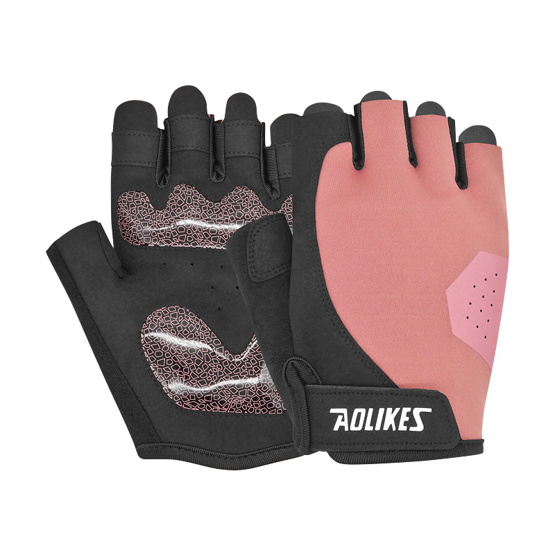 AOLIKES Guantes de fitness Equipo de levantamiento de pesas Guantes de manos Deportes de ciclismo Guantes de medio dedo transpirables Deportes de fitness
