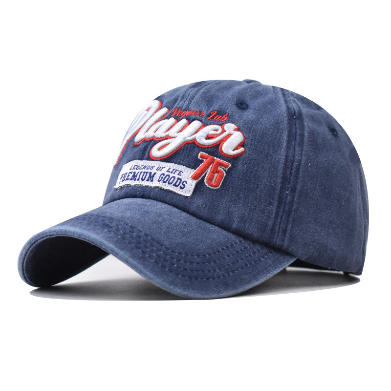 Nuevo sombrero de béisbol transfronterizo jugador de algodón lavado sombrero de sol bordado estilo coreano gorra de pico de los hombres
