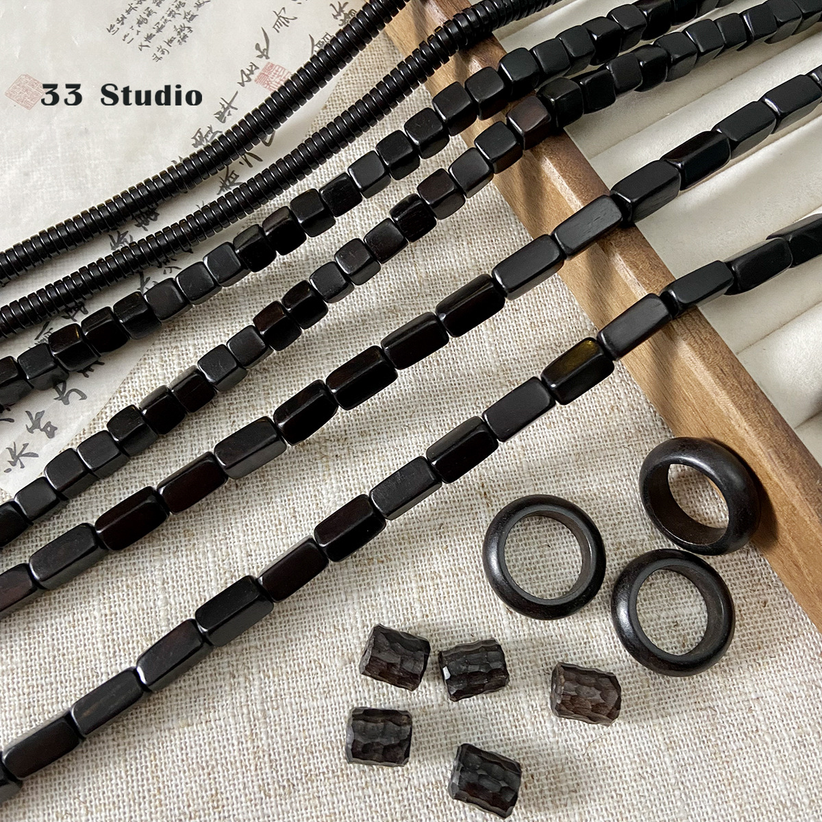 黑檀木跑环方块长方散珠椰子隔片手链项链串珠diy配件材料珠子