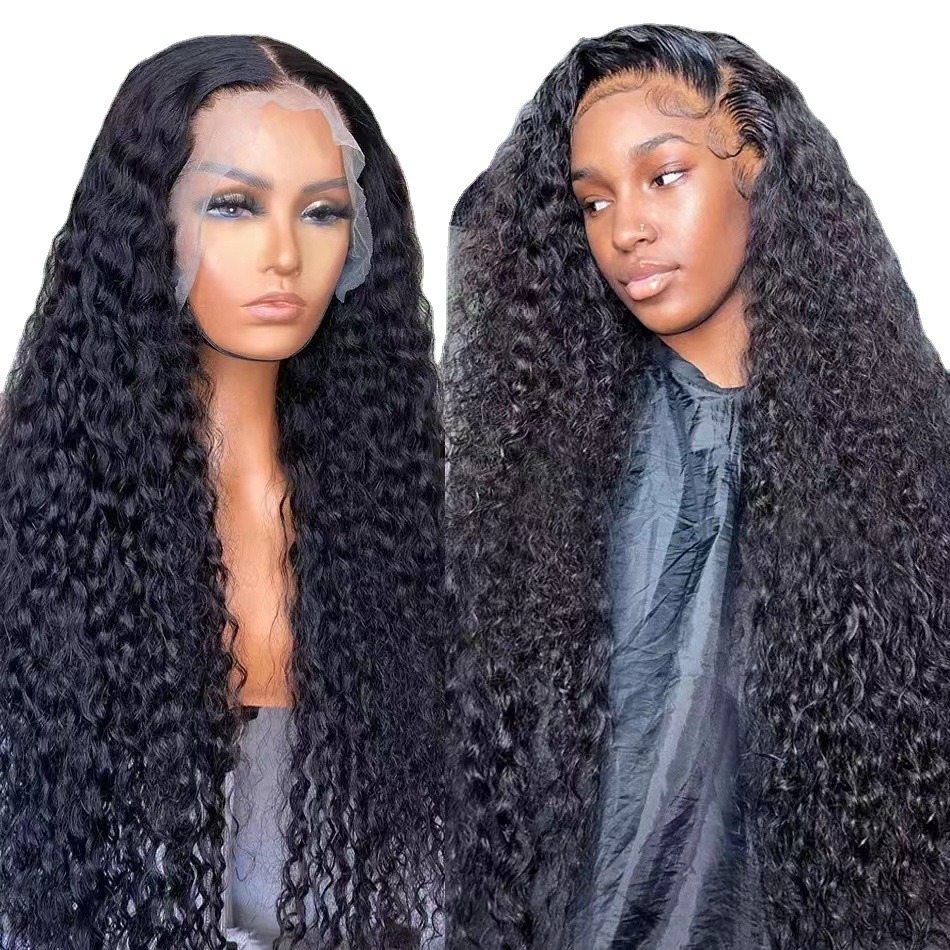 Fashion Decorative African Curly Wig Front Lace Long Curly Hair Synthetic Full Head Cover Natural And Realistic Wigs_voghion.com