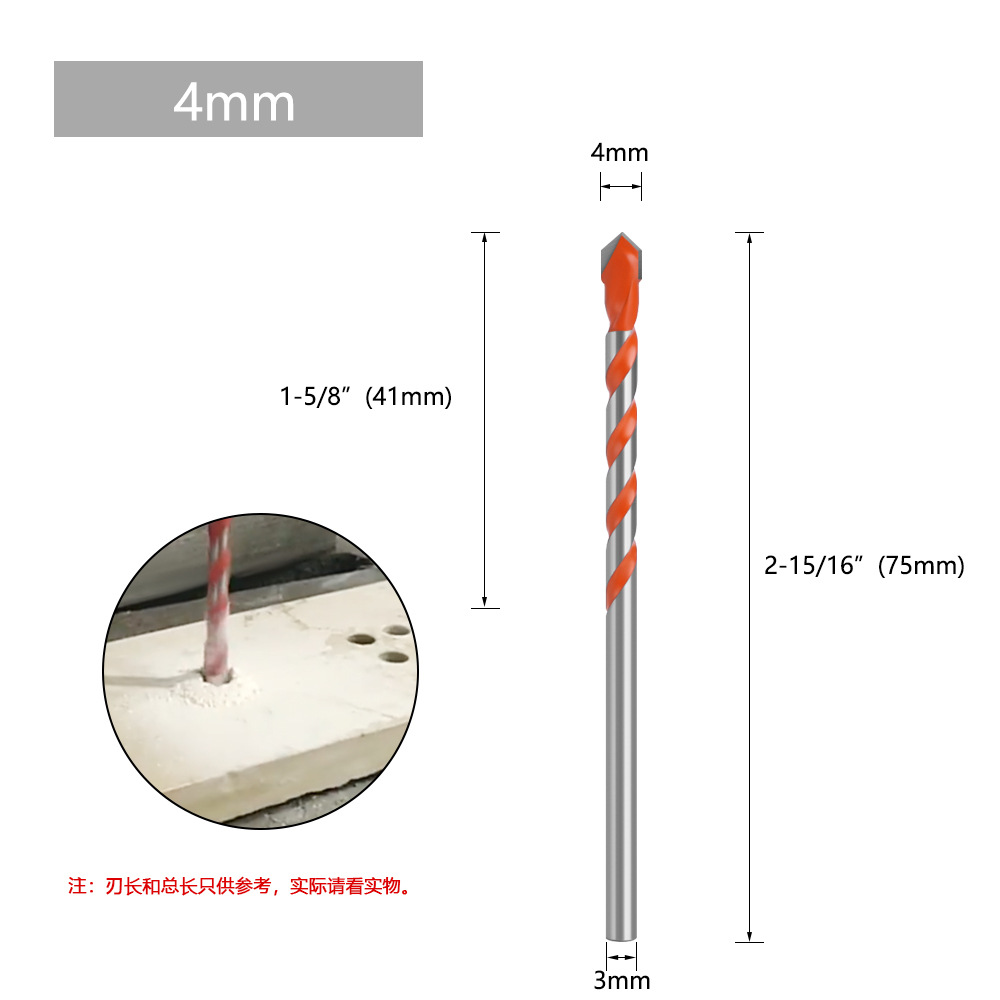 Overlord Drill Bit Multifunctional Alloy Orange Triangle Drill Bit Marble Glass Tile Ceramic Wall Hole Drill