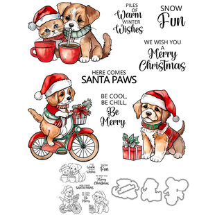 Original Design Christmas Puppy Silicone Transparent Seal Embossed Carbon Steel Knife Mold Handbook Decorative Seal Wholesale
