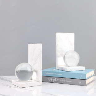 Modern Simple Geometric Transparent Crystal Ball Marble Bookend Bookrest Decorative Ornaments Tv Cabinet Home Decoration