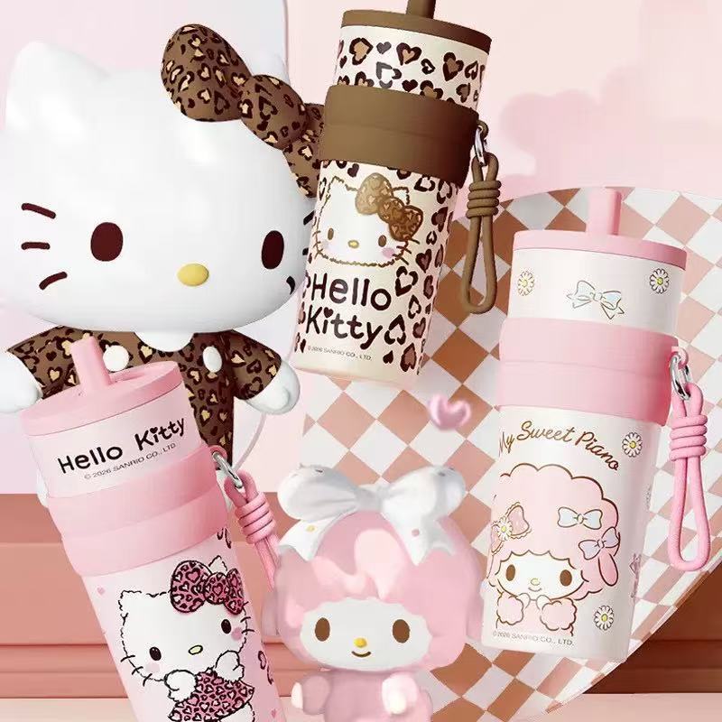 Hello Kitty Thermos Cup for Girls, High-Looking and Cute, Portable Cup with Straw, Large Capacity Ice Water Cup