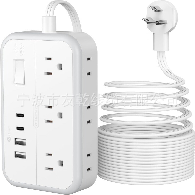 Flat Plug Extension Cord 25 Feet, Power Strip with 6 Outlets and 4 USB Ports Flat Plug Extension Cord 25 Feet, Power Strip with 6 Outlets and 4 USB Ports