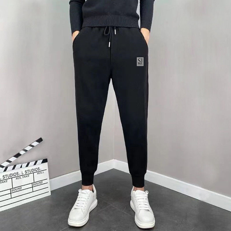 Pantalones casuales de los hombres jóvenes rectos sueltos Pantalones deportivos delgados pantalones atados al tobillo primavera y otoño verano Pantalones de hombre simples