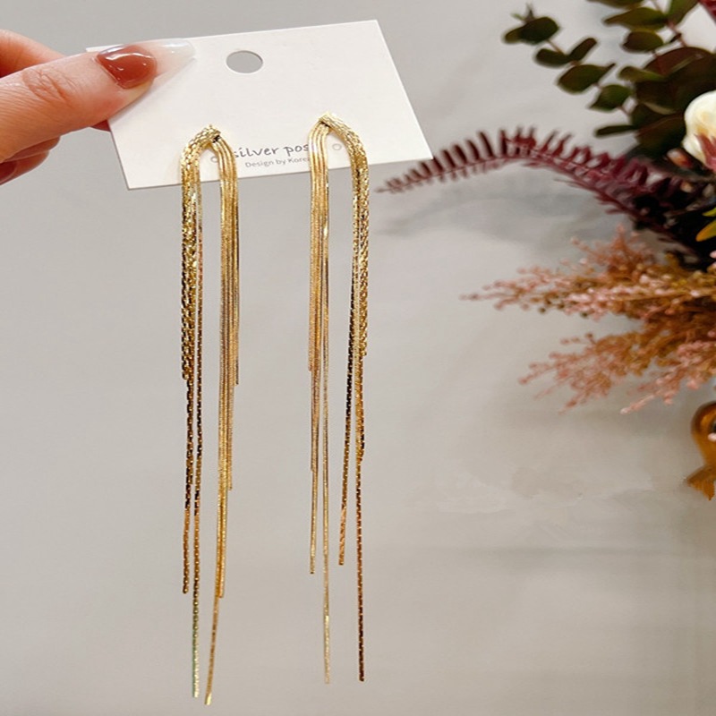 Holiday, Nightclub Occasion Copper Material 1 Pair Streetwear Tassel Plating Copper Drop Earrings