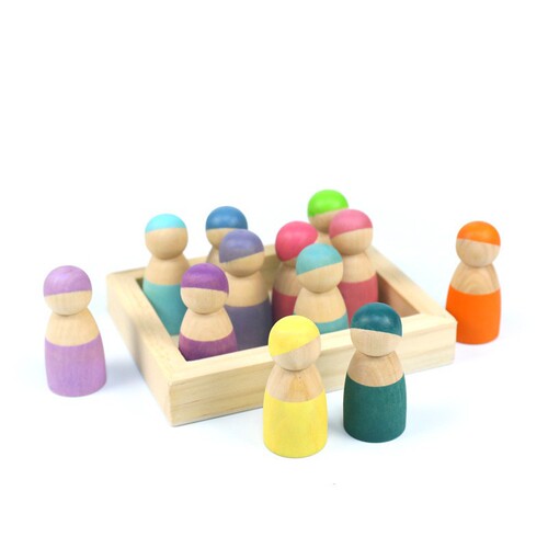Manufacturer Supply Wooden Arch Bridge Rainbow Block Building Stacking Fun Rainbow Little People Sorting Tray Toy Indoor Decor