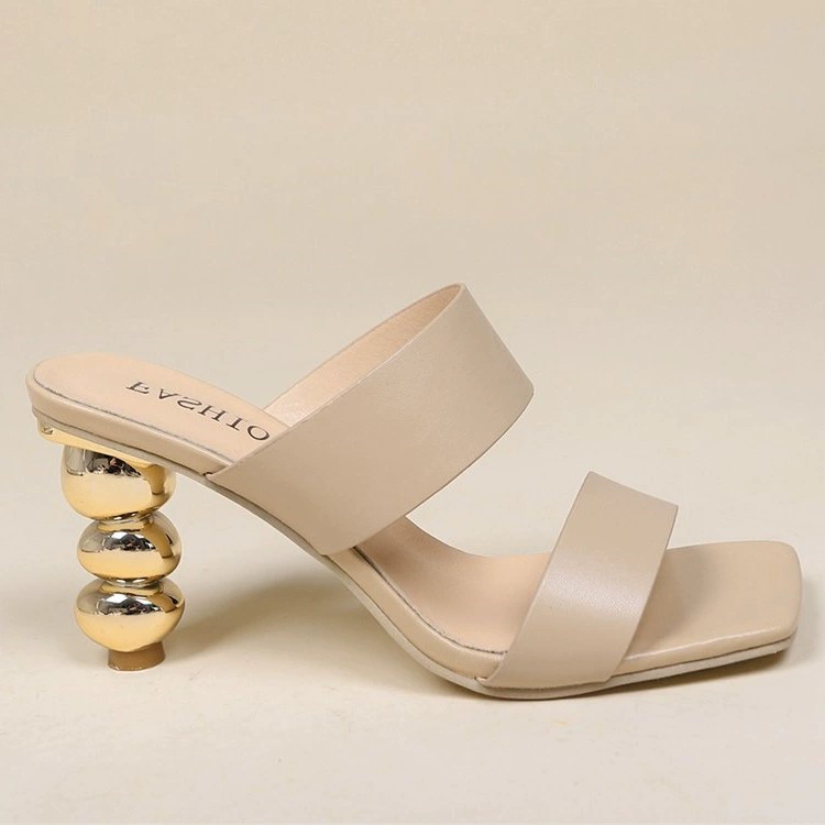 Женские летние босоножки 2025 года, большие размеры, на высоком каблуке, с электролитически покрытым каблуком в форме тыквы, на одной ремешке, для трансграничной торговли.