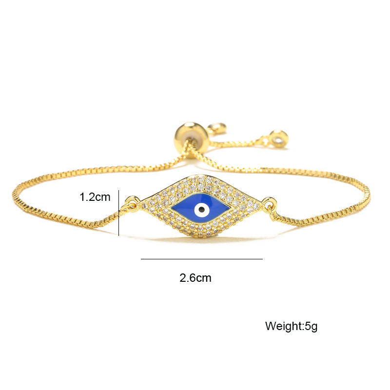 European and American fight color dripping oil copper microinlaid zircon devils eye adjustable jewelry braceletpicture1