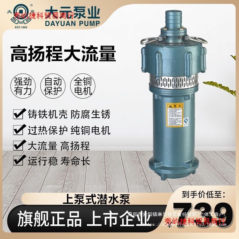 大元QD潜水泵多级小老鼠家用大流量农用灌溉高扬程单相220V喷泉泵