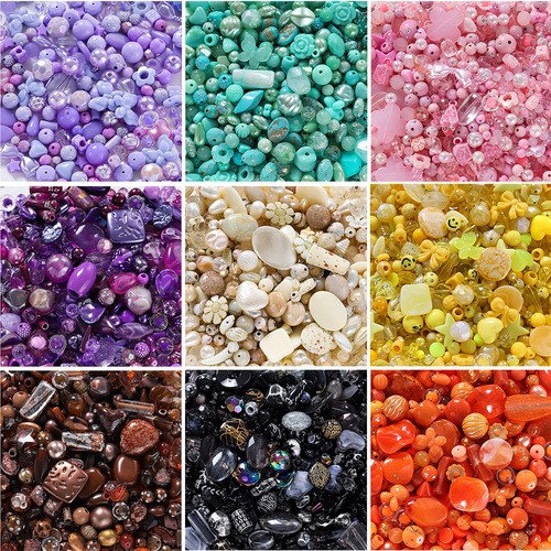 Mobile phone chain diy accessories material acrylic color mixed beads loose beads 20g beaded children's jewelry hair accessories