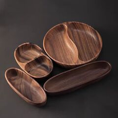木製ドライフルーツ皿高級スナック皿ナッツ瓜子盛り合わせ果物皿茶点皿実木ボウル分格収納ケース