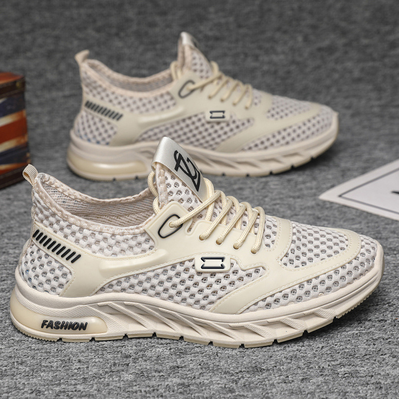 Foreign Trade Wholesale Youth Trendy Fashion Slip-On Sneakers Spring and Summer Perforated Shoes Thick-Soled Comfortable Running Shoes
