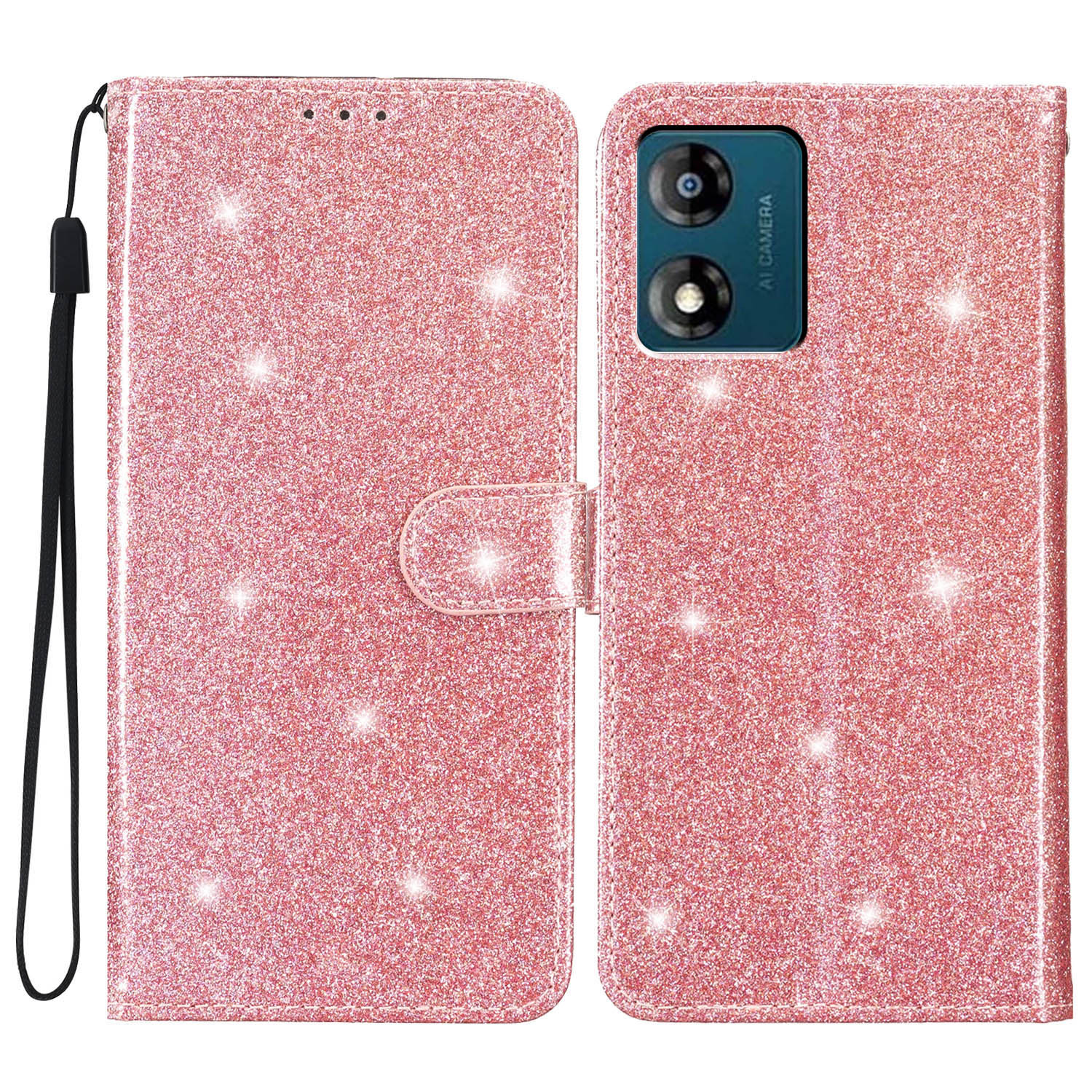 New Model Suitable for Motorola Edge 60 Flip Card Holder Pure Color Glitter Moto G05 Leather Case