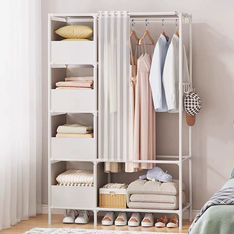 Простой шкаф, напольный, подходит для арендуемых квартир, для хранения, для домашнего использования, складной, усиленная сборка из толстой стальной трубы, простой шкаф.