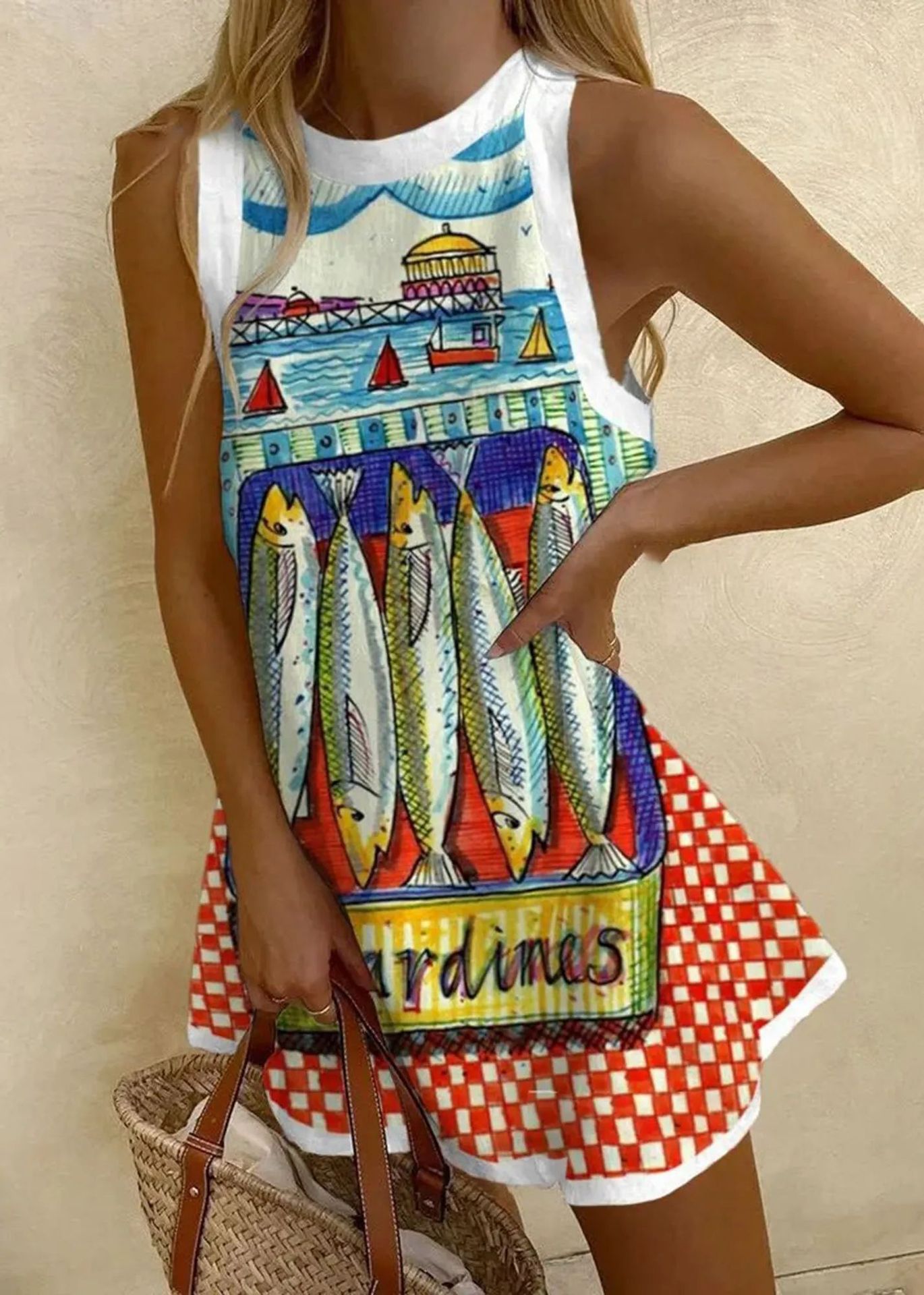 주황색-빨간색 격자 무늬 물고기