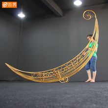 婚庆道具铁艺月亮船 摆件 创意婚礼舞台布置背景商场美陈空中吊顶