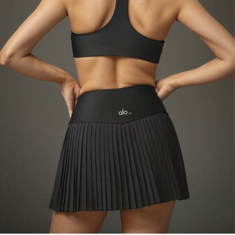 Alosco High-Waist Anti-Exposure Sports Tennis Skirt Double-Layer Fitness Golf Outdoor Pleated Skirt Short Skirt for Women