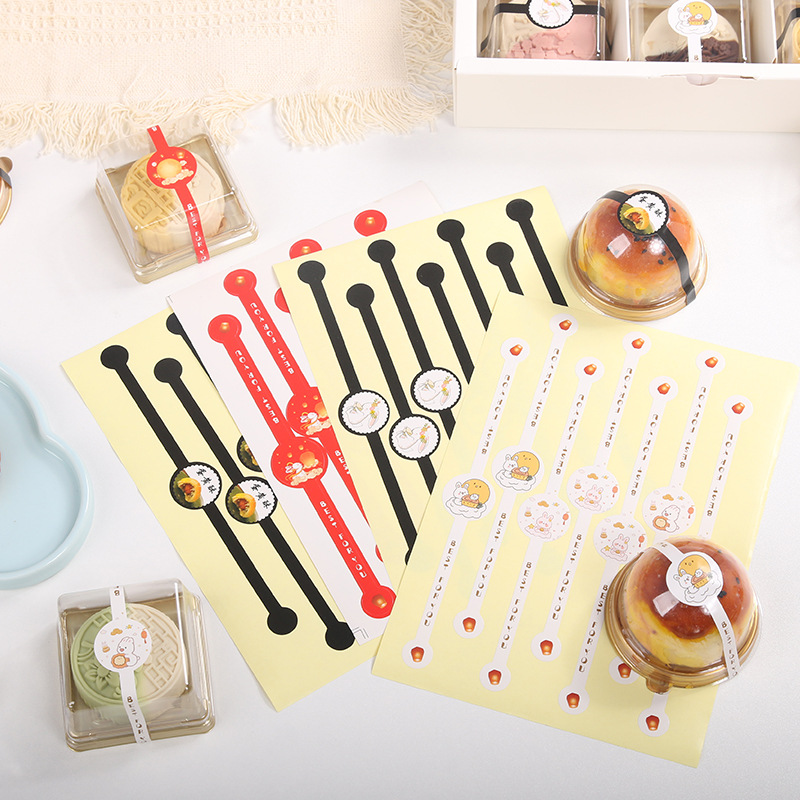 Nuevo Medio otoño pastel de Luna embalaje pegatinas yema de huevo crujiente sellado pegatinas reloj largo lindo conejo etiqueta Decoración