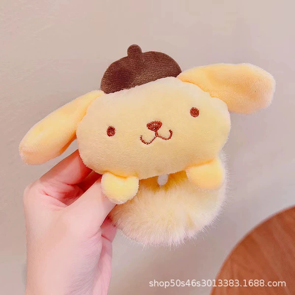 Rabbit hair pudding dog doll head is about 13 cm